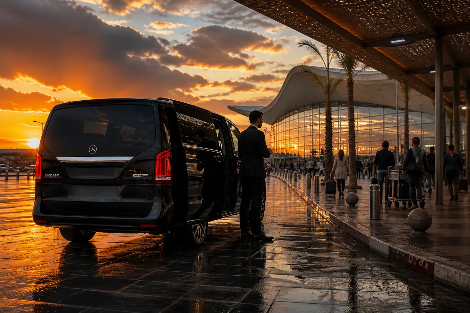 Traslado privado del aeropuerto Marrakech Menara a un hotel de Guéliz o puerta de medina