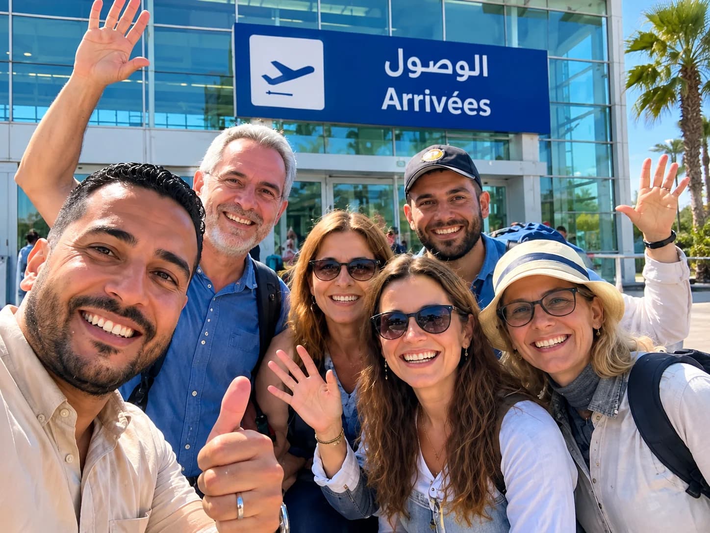 Chauffeur avec une pancarte nominative en salle d'arrivée au Maroc